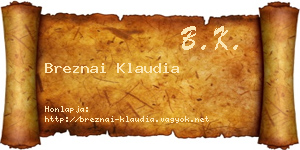 Breznai Klaudia névjegykártya